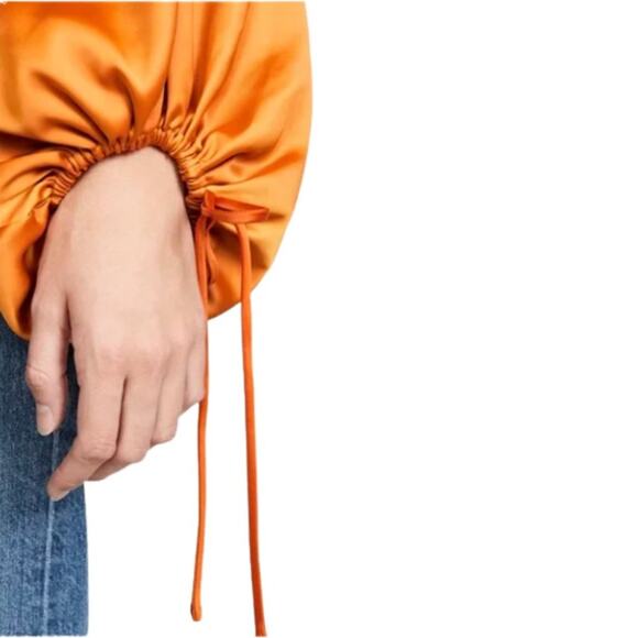 Staud Blossom Cinch Top in Cumin / Rust Satin NWT Size S - Picture 2 of 12